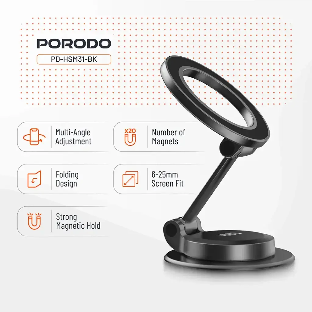 Porodo Maglock MagSafe Phone Mount - Black  (6).webp