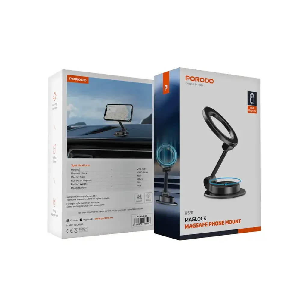 Porodo Maglock MagSafe Phone Mount - Black .webp