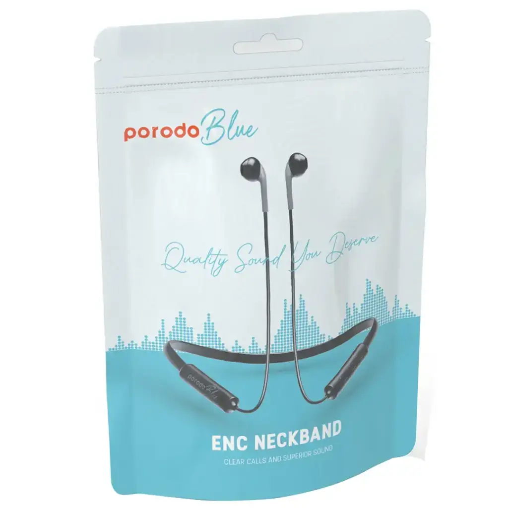 Porodo Blue ENC Neckband Apple Buds Earphones - Black (1).webp