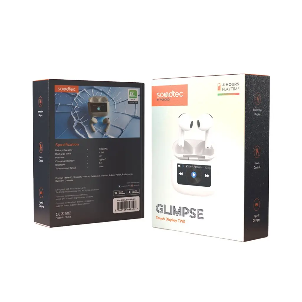 Porodo Soundtec Glimpse Touch Display TWS - White.webp