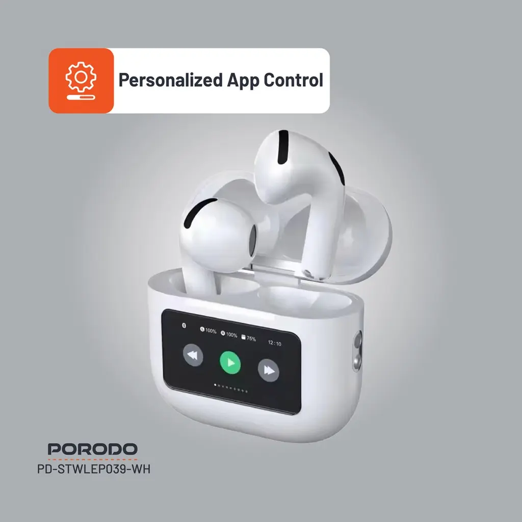 Porodo Soundtec Glimpse Touch Display TWS - White (5).webp