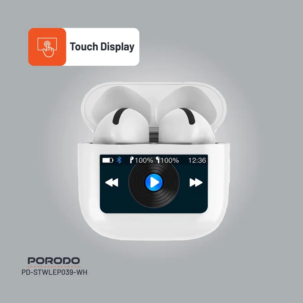 Porodo Soundtec Glimpse Touch Display TWS - White (8).webp