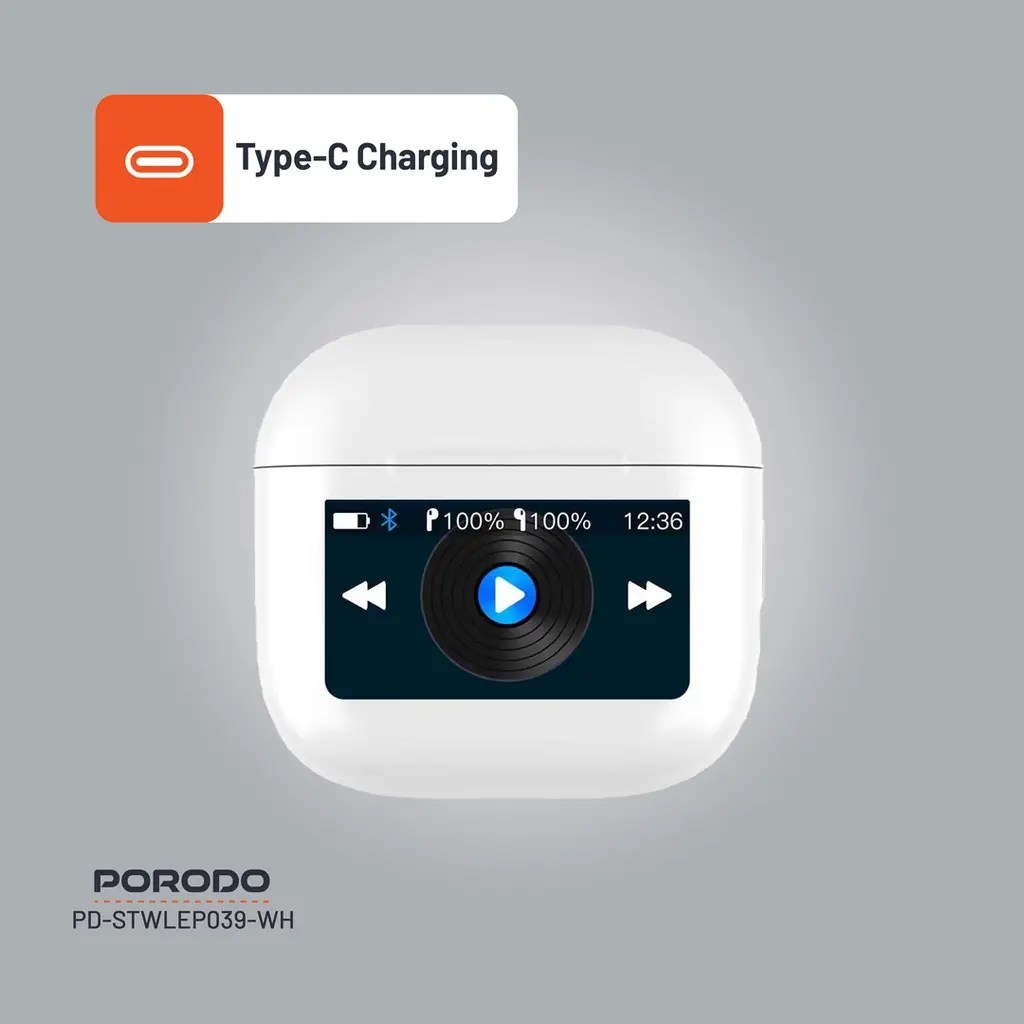Porodo Soundtec Glimpse Touch Display TWS - White (9).webp