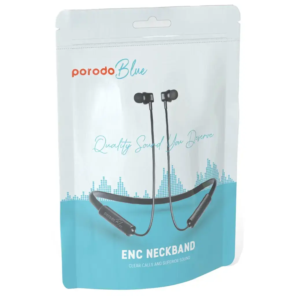 Porodo Blue ENC Neckband In-Ear Earphones - Black.webp
