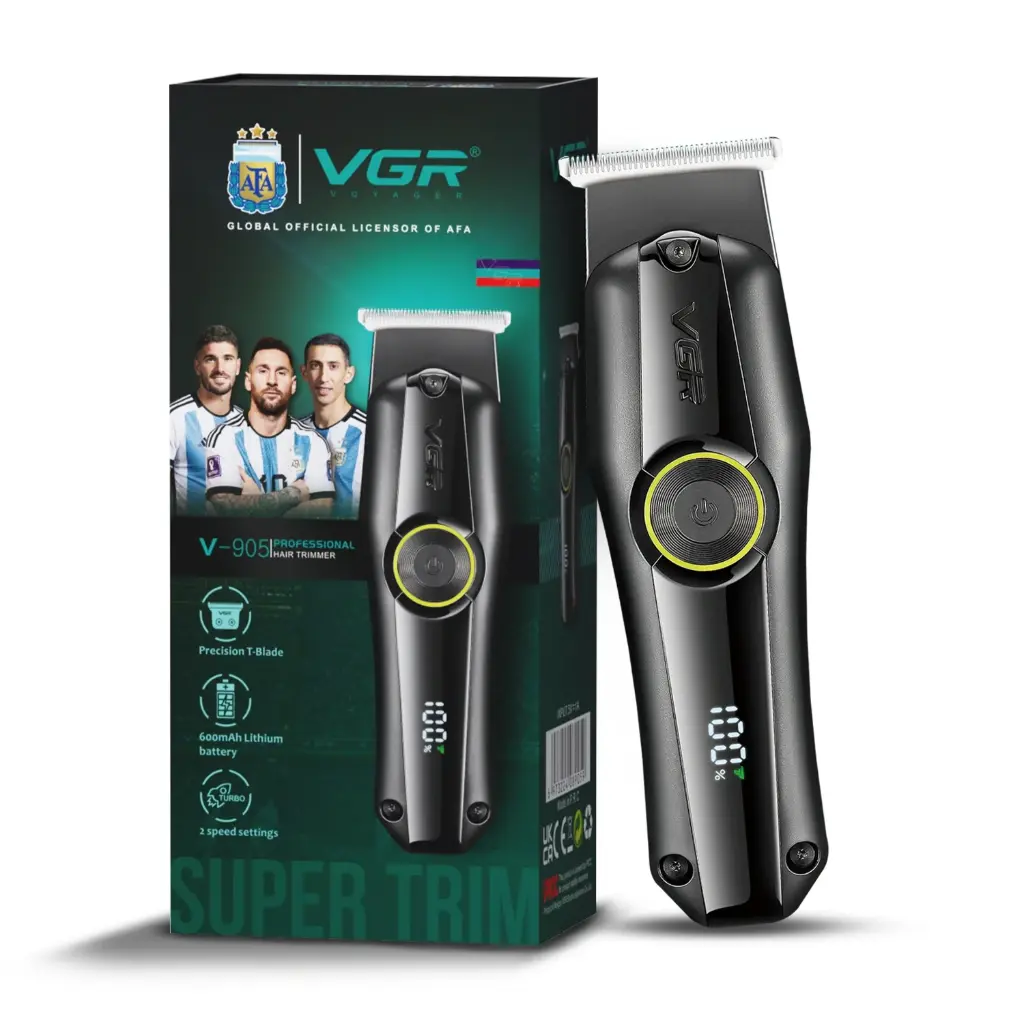 VGR V-905 Professional Rechargeable Hair Clipper- Cordless Hair Trimmer with 3 Guide Combs & LED Disblay