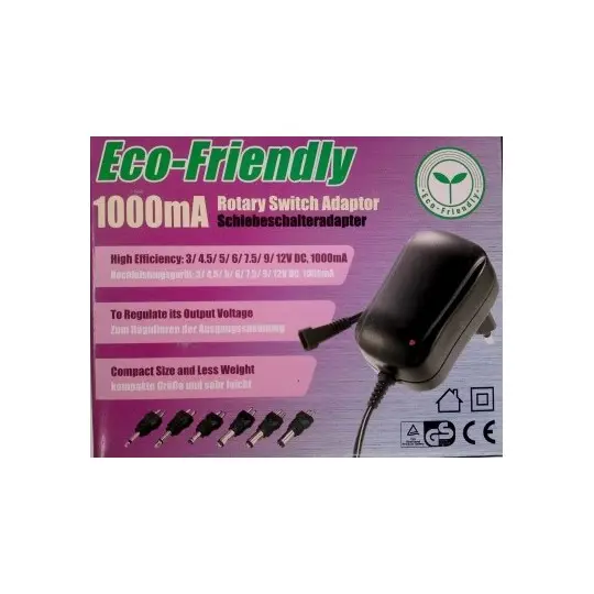 Eco-Friendly 1000mA Rotary Switch Adaptor