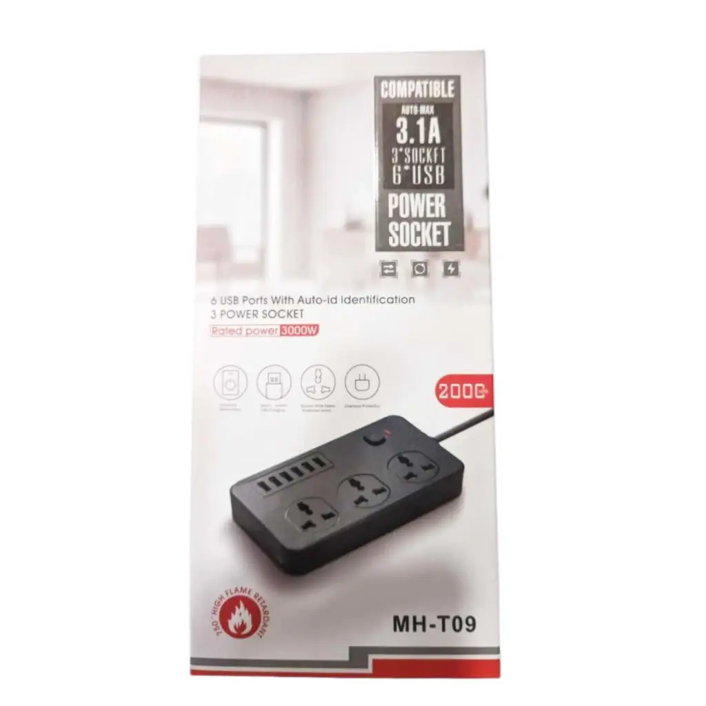 Cable Multi-Functional Power Strip with Universal Sockets & USB Charging