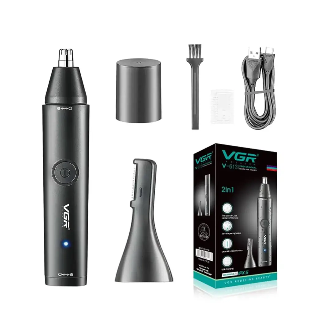 VGR V-613 Professional 2-in-1 Nose & Ear Hair Trimmer- USB Rechargeable Personal Grooming Trimmer