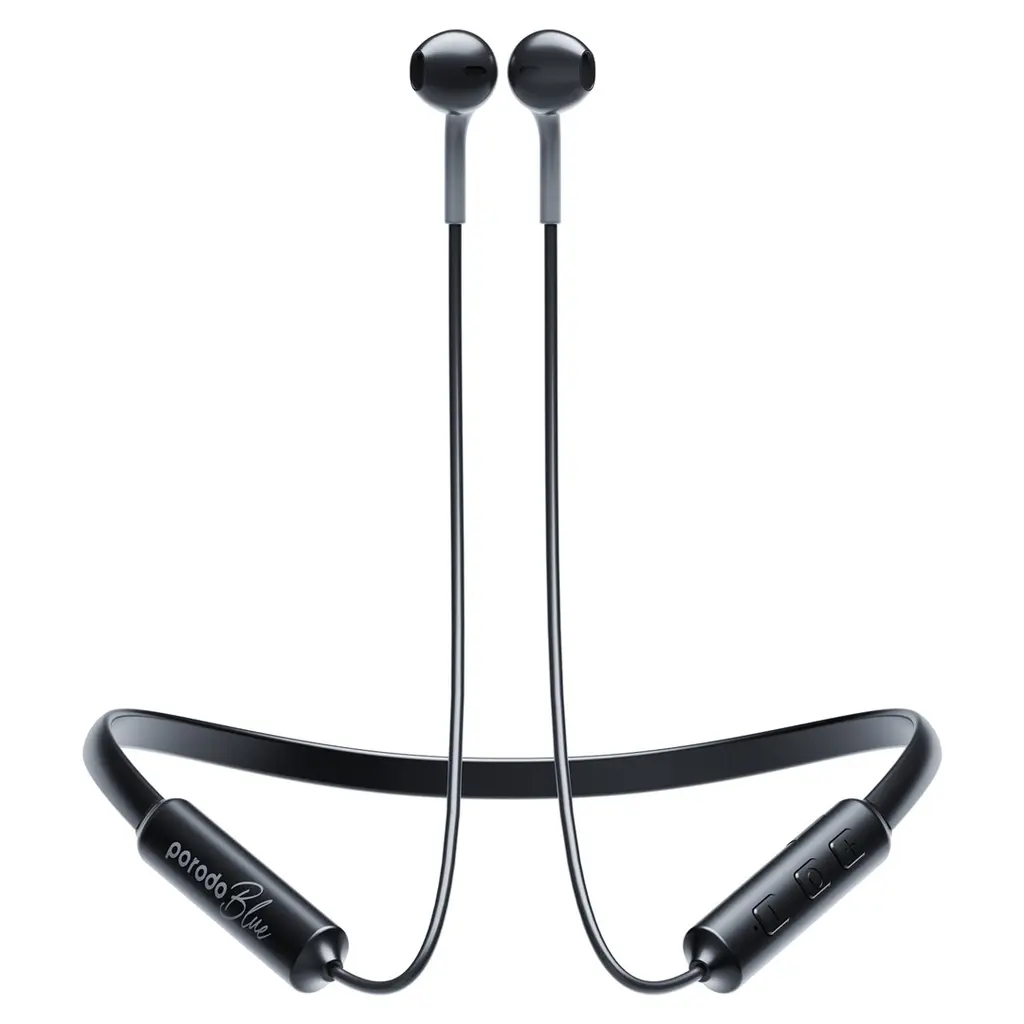 PORODO Blue ENC Neckband Apple Buds Earphones-Black