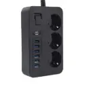 3 Power Socket & 6 USB Auto MAX 3.4A Power Strip