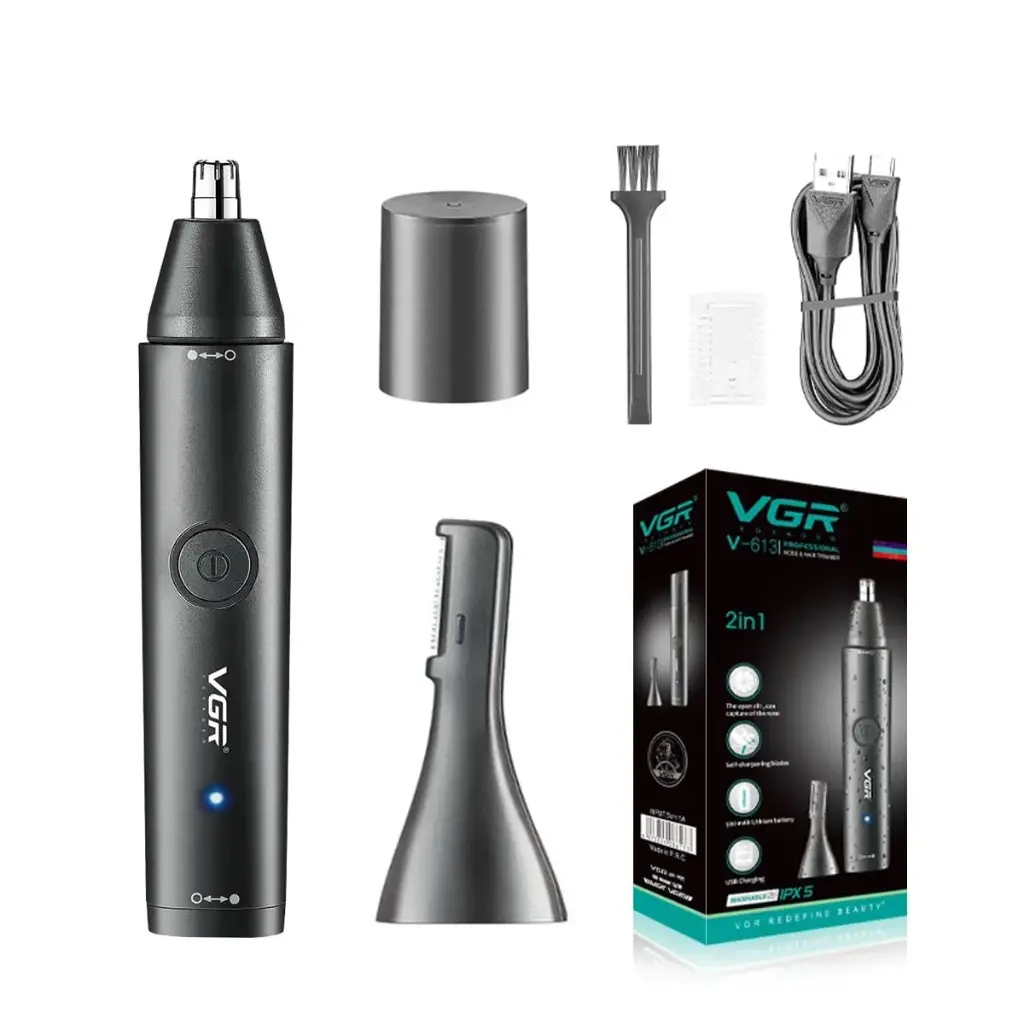 VGR V-613 Professional 2-in-1 Nose & Ear Hair Trimmer- USB Rechargeable Personal Grooming Trimmer