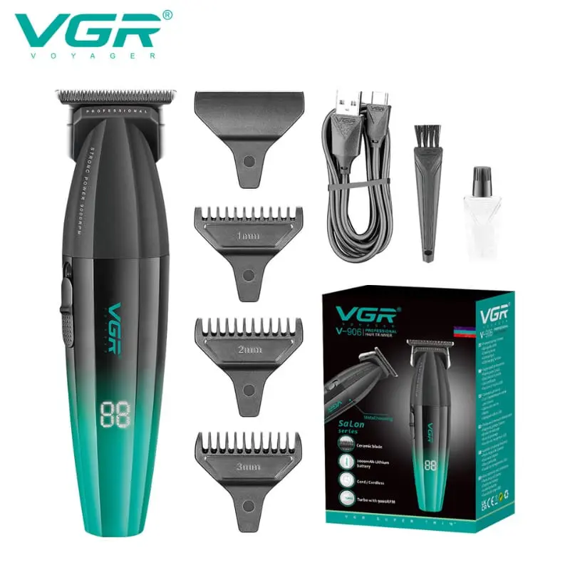 VGR V-906 Professional Hair Trimmer - Cordless Electric Beard& Hair Clipper with 4 Guide Combs 1000mAh Battery