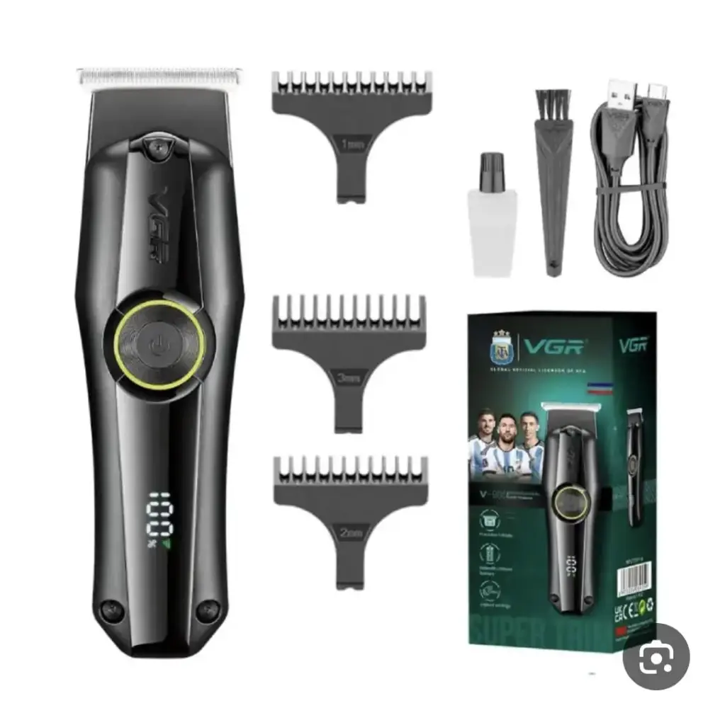 VGR V-905 Professional Rechargeable Hair Clipper- Cordless Hair Trimmer with 3 Guide Combs & LED Disblay