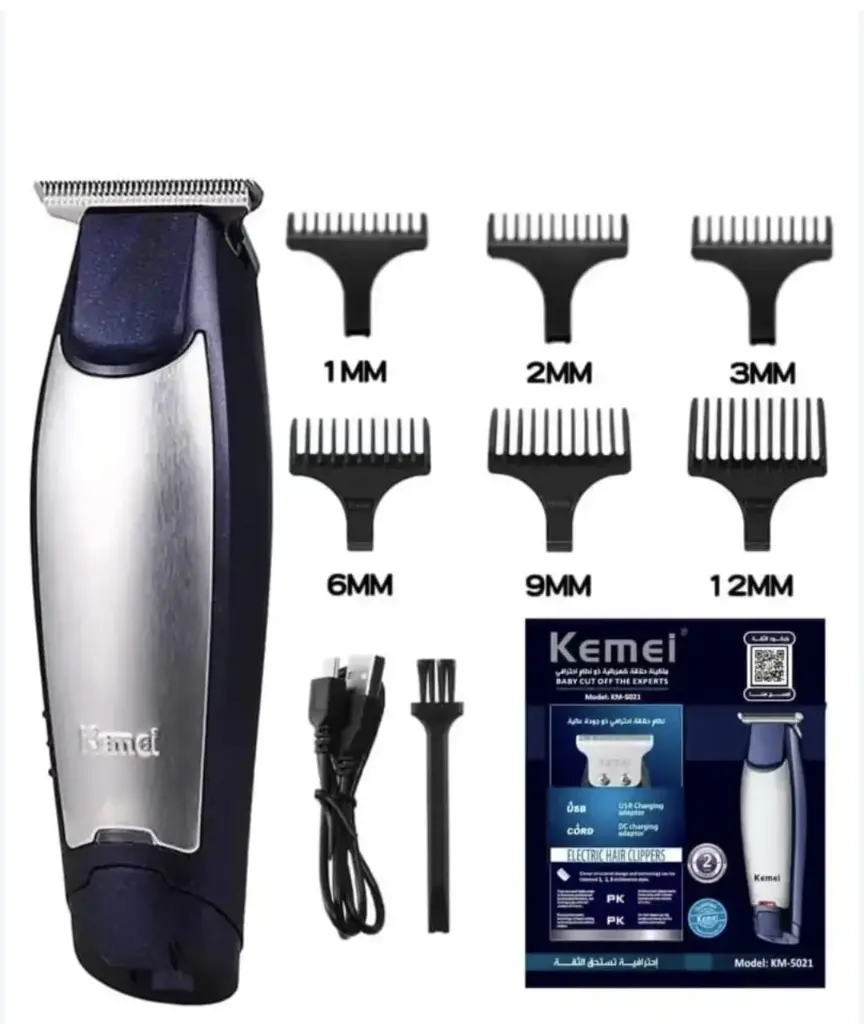 Kemei KM-5021 Professional Hair Clipper & Beard Trimmer-Rechargeable Cordless Hair Cutting Machine Machine with 1-12 mm Guide Combs
