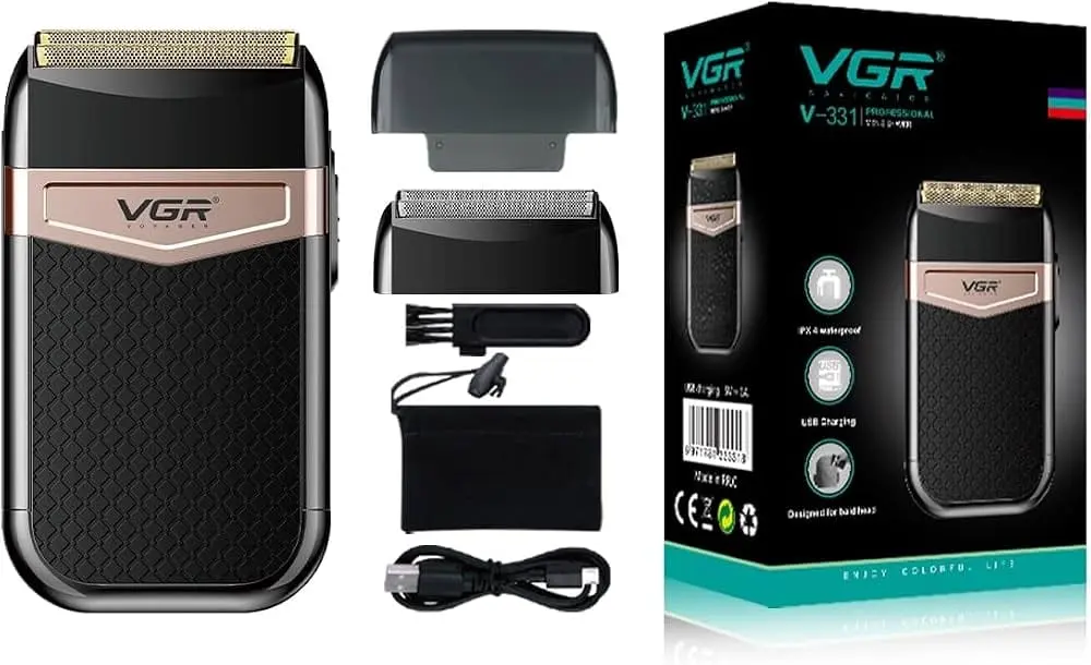 VGR V-331 Professional Foil Shaver-Rechargeable Electric Shaver for Men USB Charging Double Foil Head