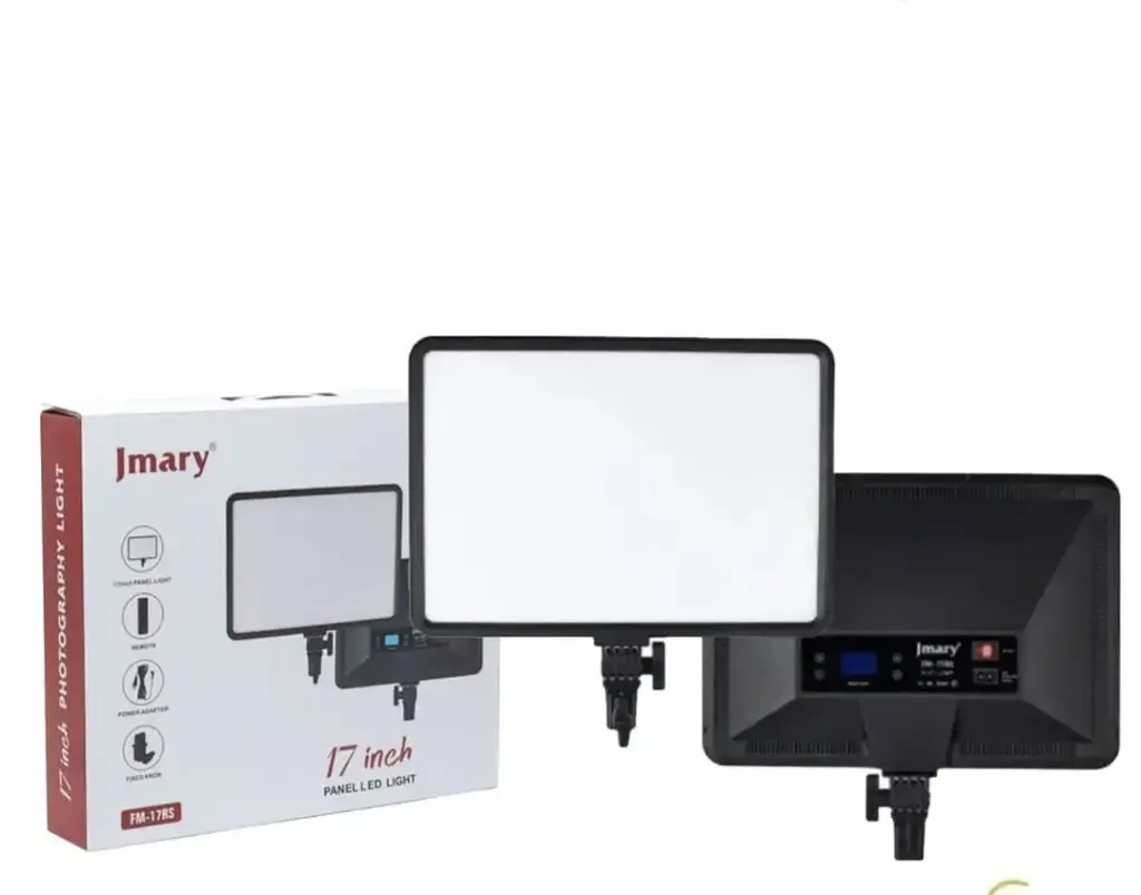 Jmary 17lnch LED Photography Panel Light With Remote Control Power Adapter and Stand Mount - Professional Studio Lighting for Photography and Video Recording (FM-17RS)