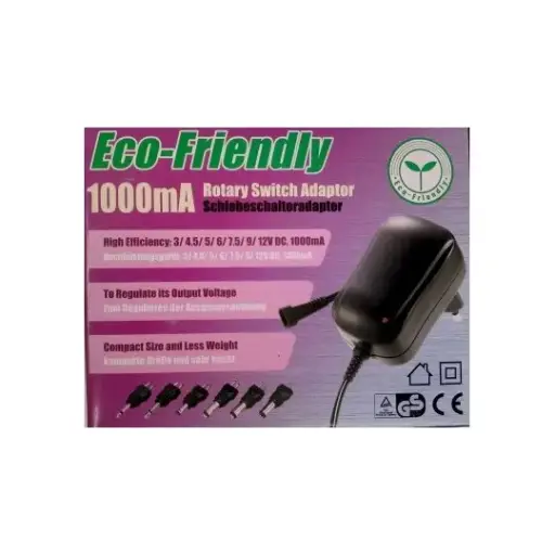 Eco-Friendly 1000mA Rotary Switch Adaptor