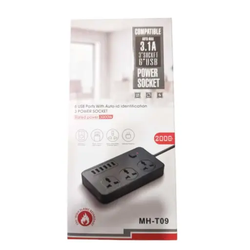 Cable Multi-Functional Power Strip with Universal Sockets & USB Charging