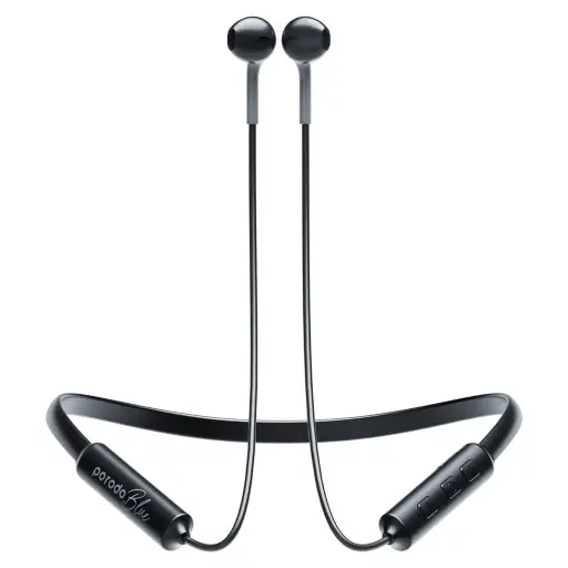 [P.\] PORODO Blue ENC Neckband Apple Buds Earphones-Black