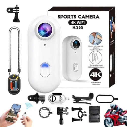 Wearable 4K WiFi Ultra-Mini Sports Action Camera (H.265 Standard)-Black