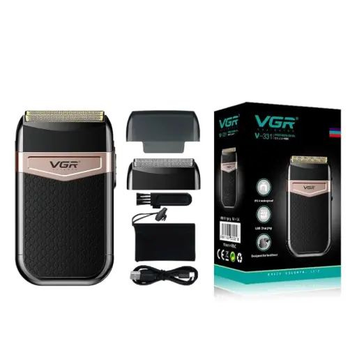 [P..../] VGR V-331 Professional Foil Shaver – Rechargeable Double-Foil Beard & Head Shaver
